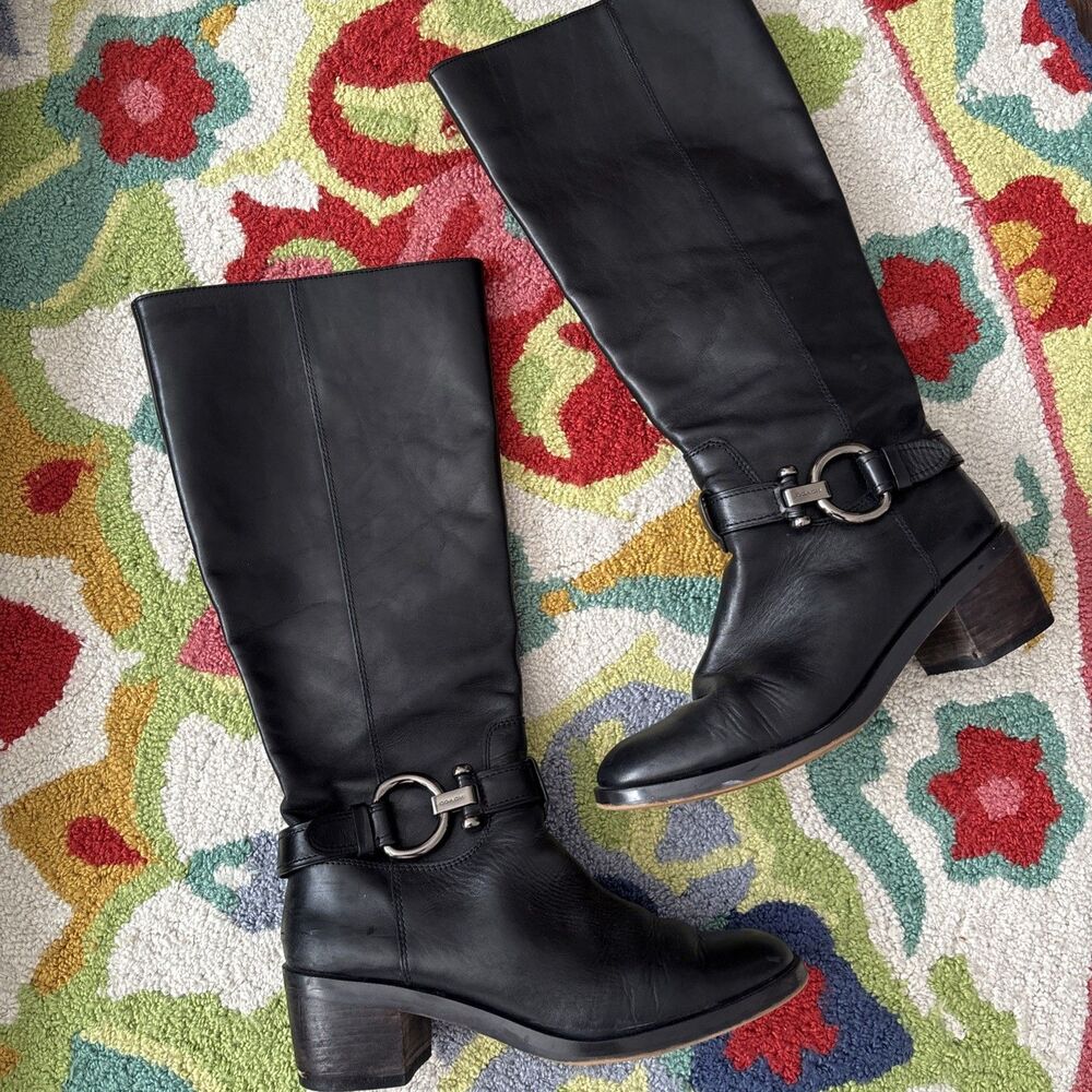 COACH CAROLINA Calf Leather Riding Boots Classic Designer 00s Y2K Equestrian Sz8